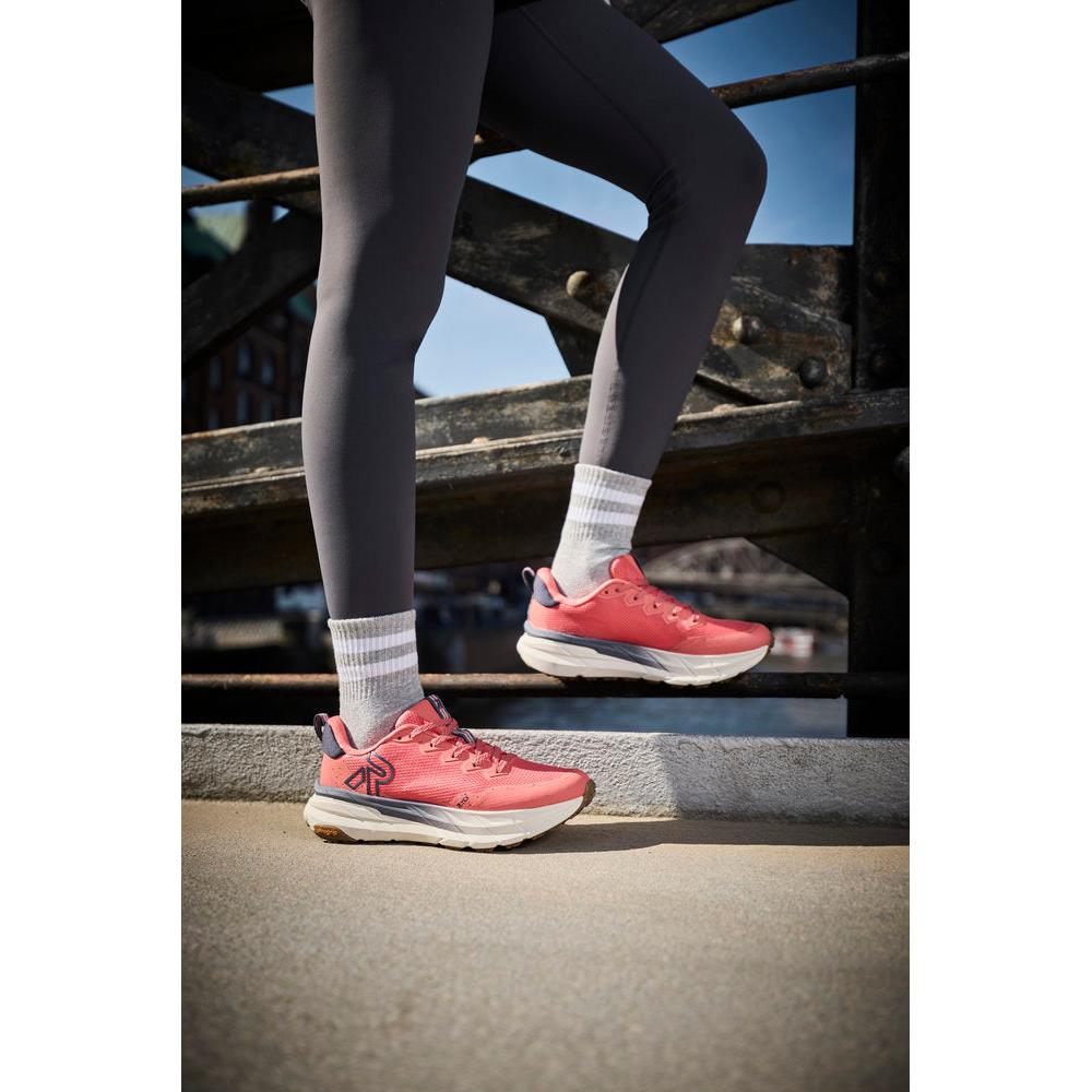 Rieker W4501-33 women's coral textile water resistant lace up trainers, lifestyle view 21 of 46.