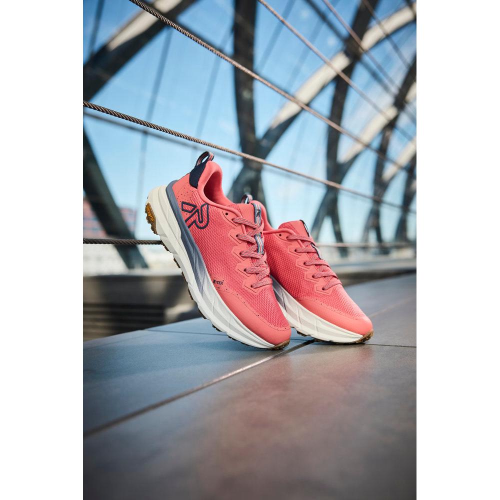 Rieker W4501-33 women's coral textile water resistant lace up trainers, lifestyle view 23 of 46.