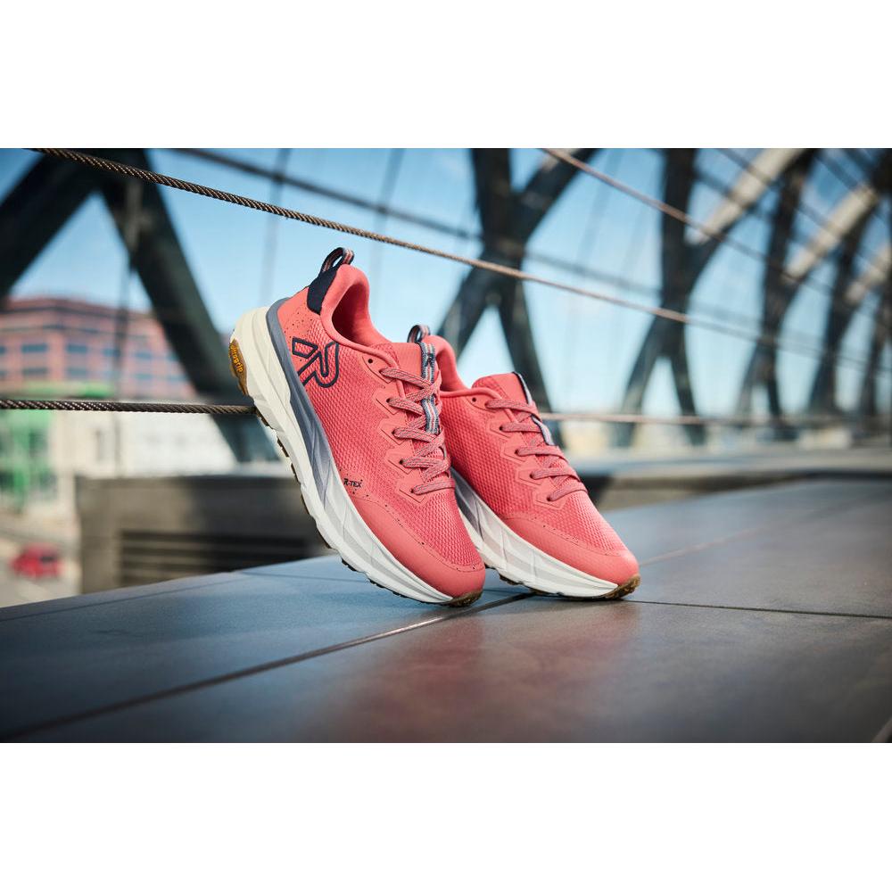 Rieker W4501-33 women's coral textile water resistant lace up trainers, lifestyle view 24 of 46.