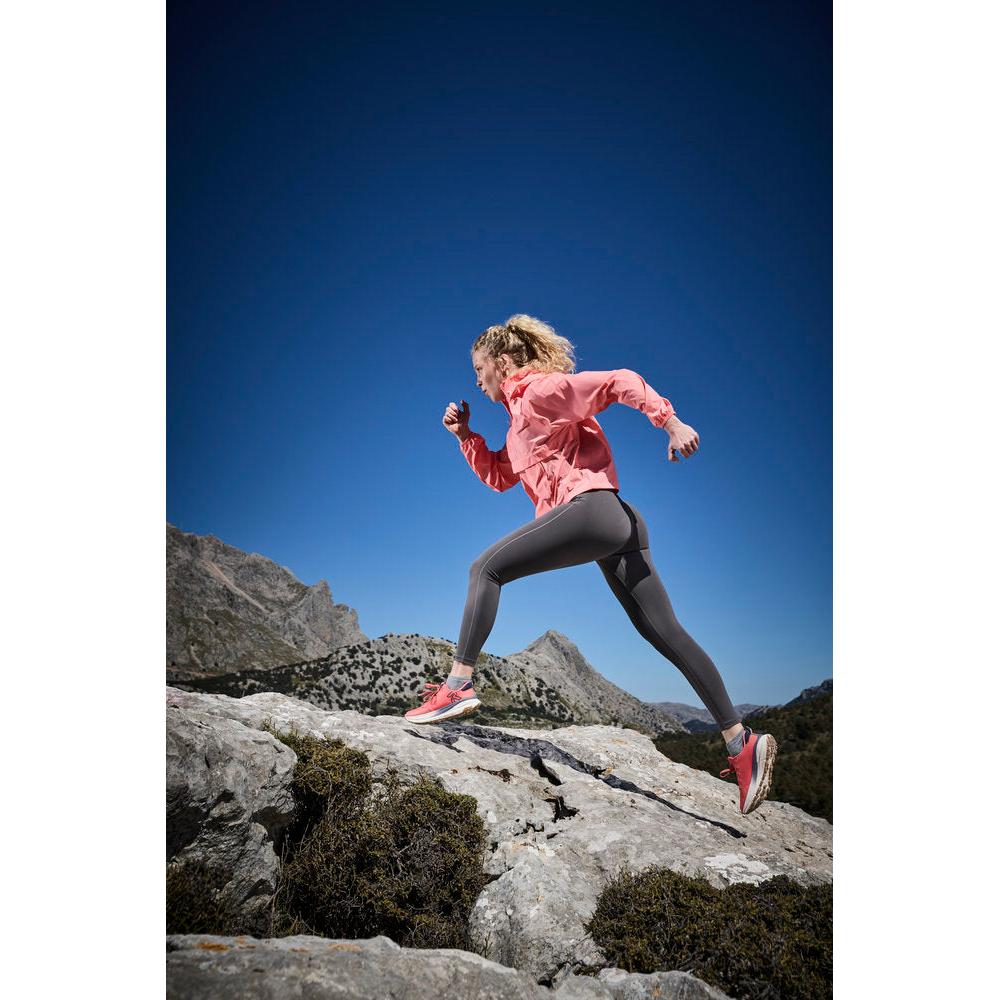 Rieker W4501-33 women's coral textile water resistant lace up trainers, lifestyle view 34 of 46.