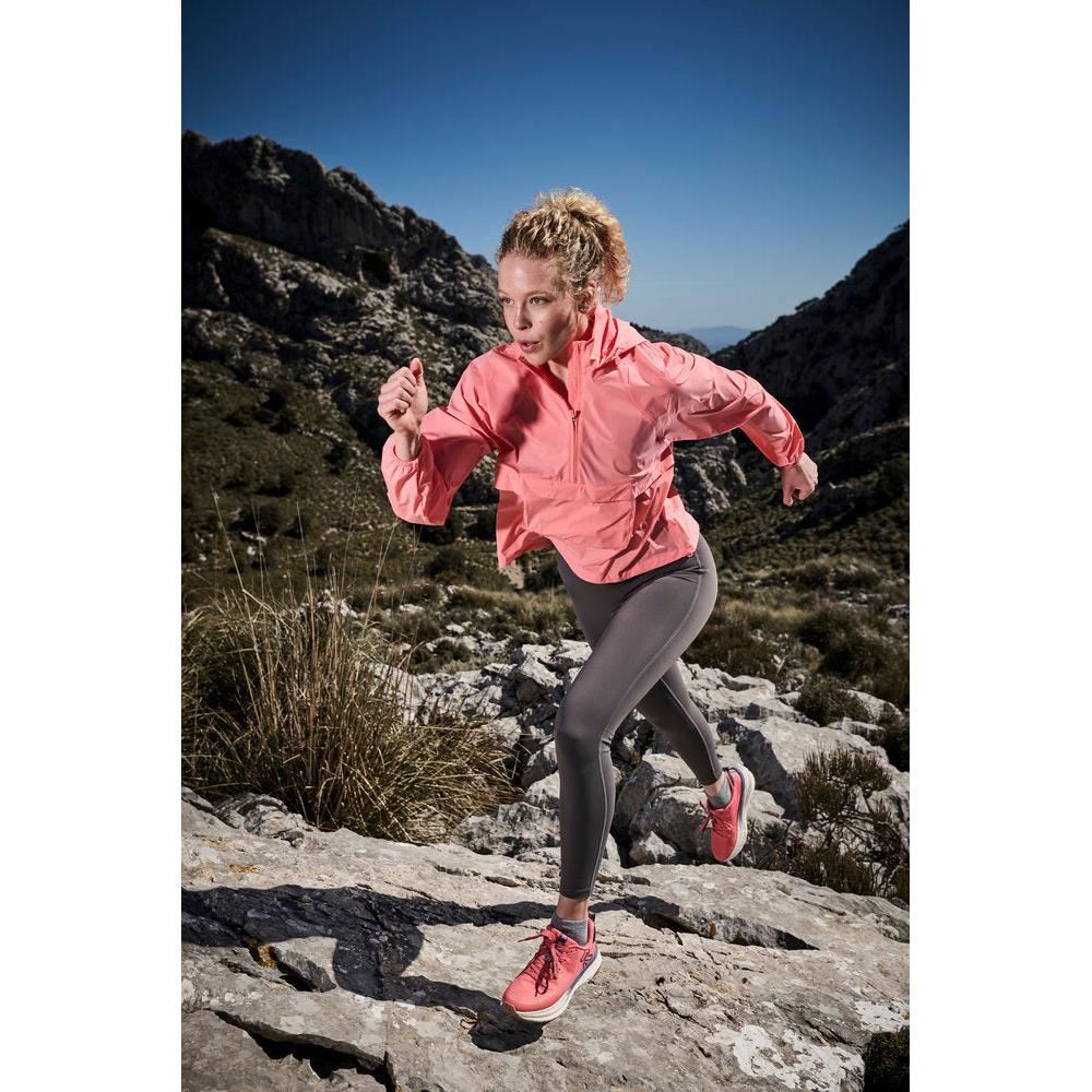 Rieker W4501-33 women's coral textile water resistant lace up trainers, lifestyle view 36 of 46.