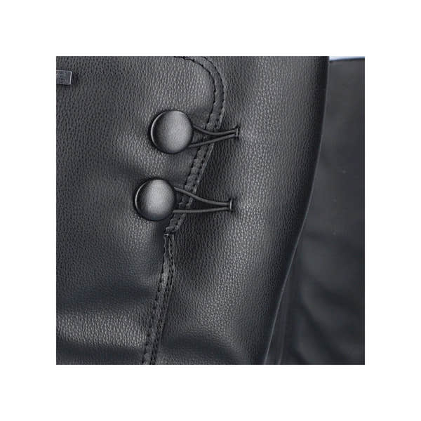 Rieker Z0090-00 women's black water resistant side zip knee high boots, lifestyle view.