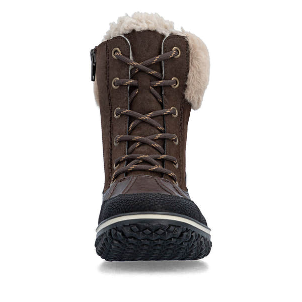 Rieker Z4203-25 women's multi water resistant zip & lace ankle boots, front view.