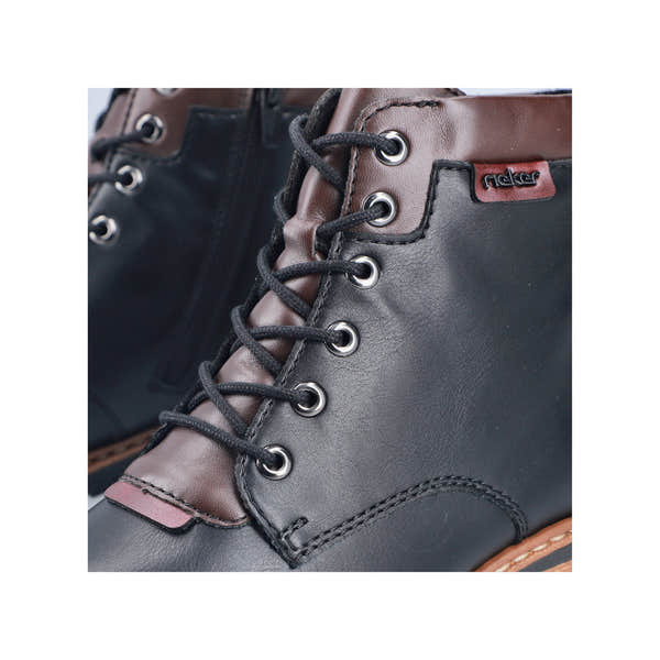 Rieker Z9340-00 women's black zip & lace ankle boots, lifestyle view.