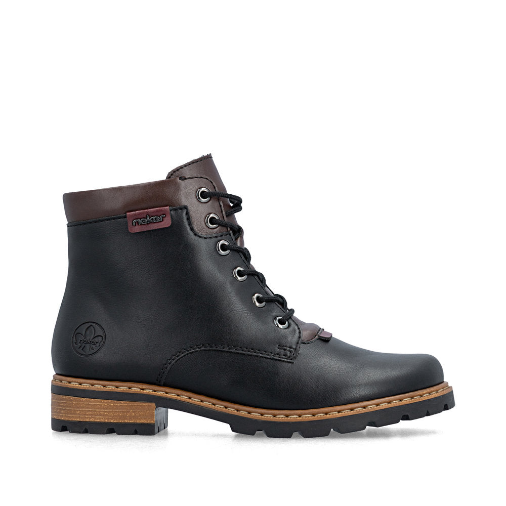Rieker Z9354-00 women's black side zip ankle boots, opposite side view.