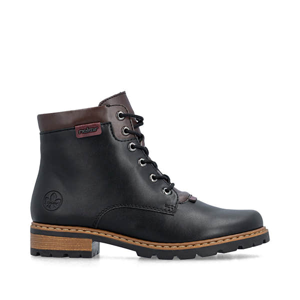 Rieker Z9354-00 women's black side zip ankle boots, opposite side view.