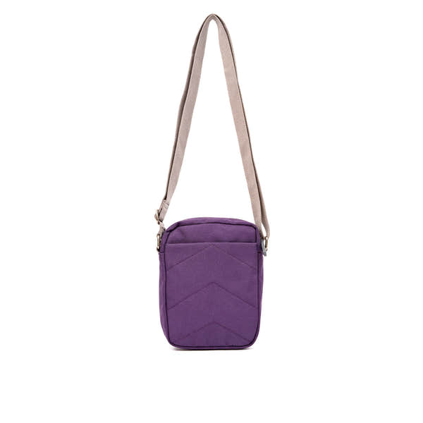 Roka Bond Deep Grape Recycled Canvas Crossbody Bag, back view.