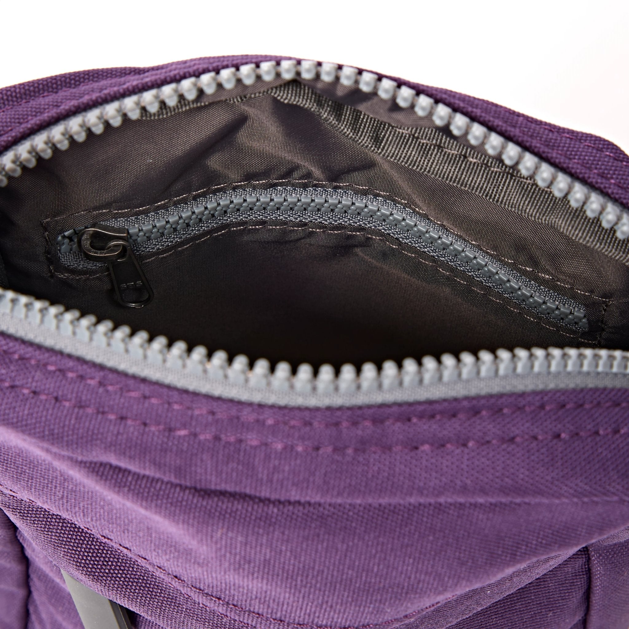 Roka Bond Deep Grape Recycled Canvas Crossbody Bag, second interior view.