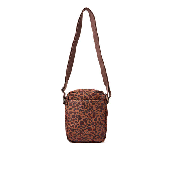 Roka Bond Mini Leopard Recycled Canvas Crossbody Bag, back view.