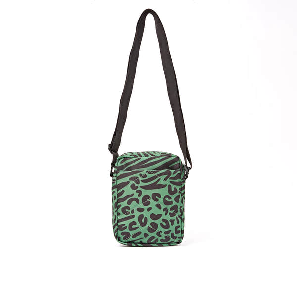 Roka Bond Mixed Animal Artichoke Recycled Canvas Crossbody Bag, back view.