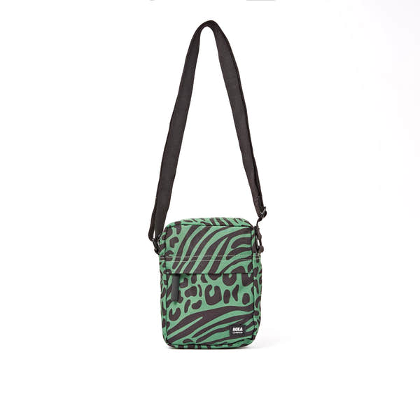 Roka Bond Mixed Animal Artichoke Recycled Canvas Crossbody Bag, front view.