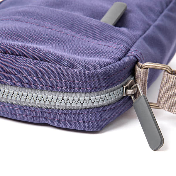 Roka Bond Oceana Recycled Canvas Crossbody Bag, zip detail.