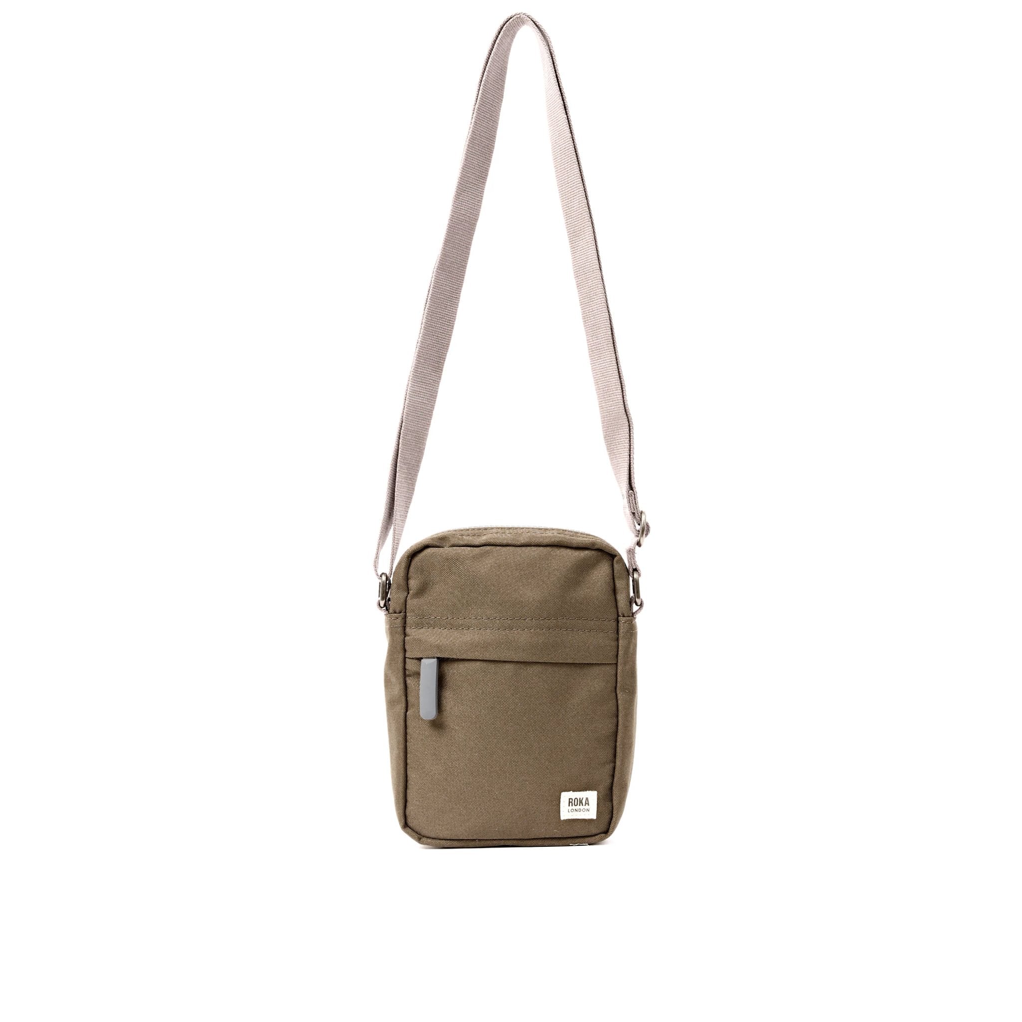 Roka Bond Sea Spray Recycled Canvas Crossbody Bag, front view.