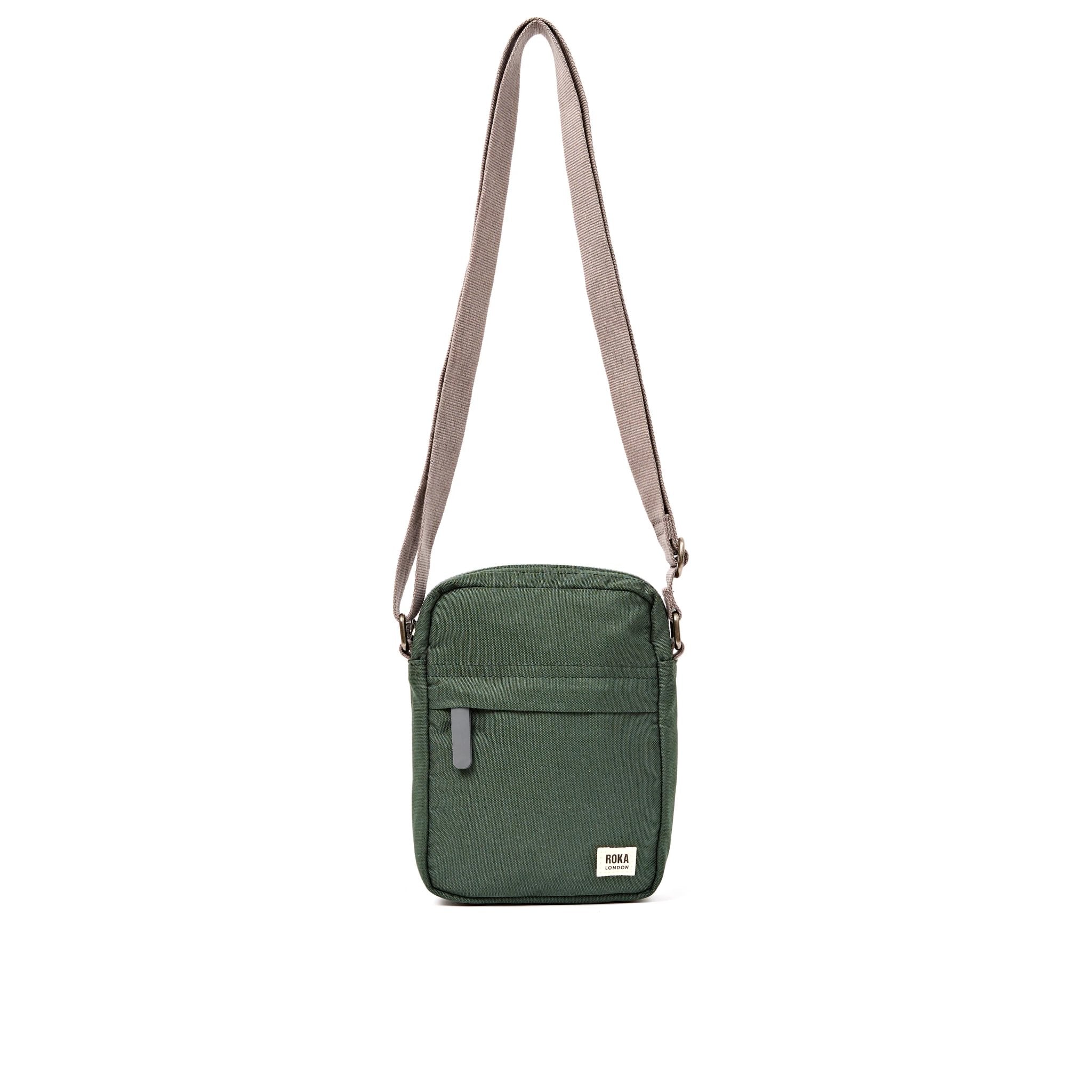 Roka Bond Thunderstorm Recycled Canvas Crossbody Bag, front view.