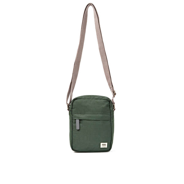 Roka Bond Thunderstorm Recycled Canvas Crossbody Bag, front view.