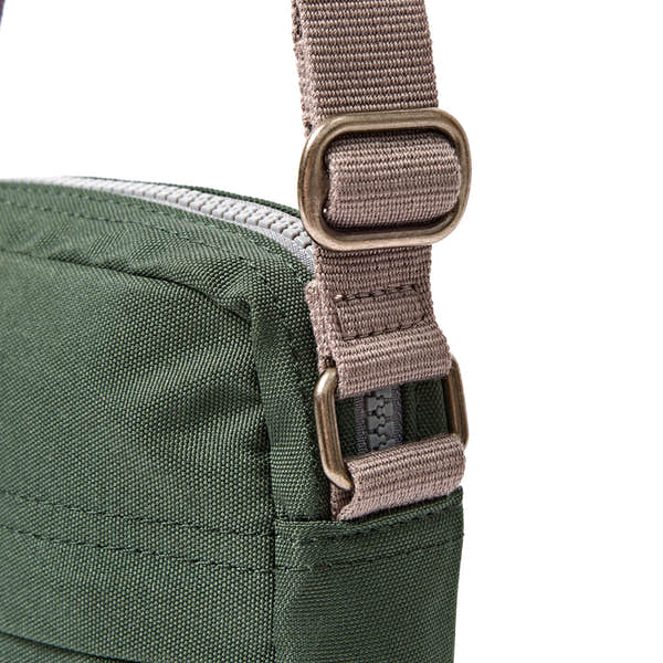 Roka Bond Thunderstorm Recycled Canvas Crossbody Bag, hardware detail.
