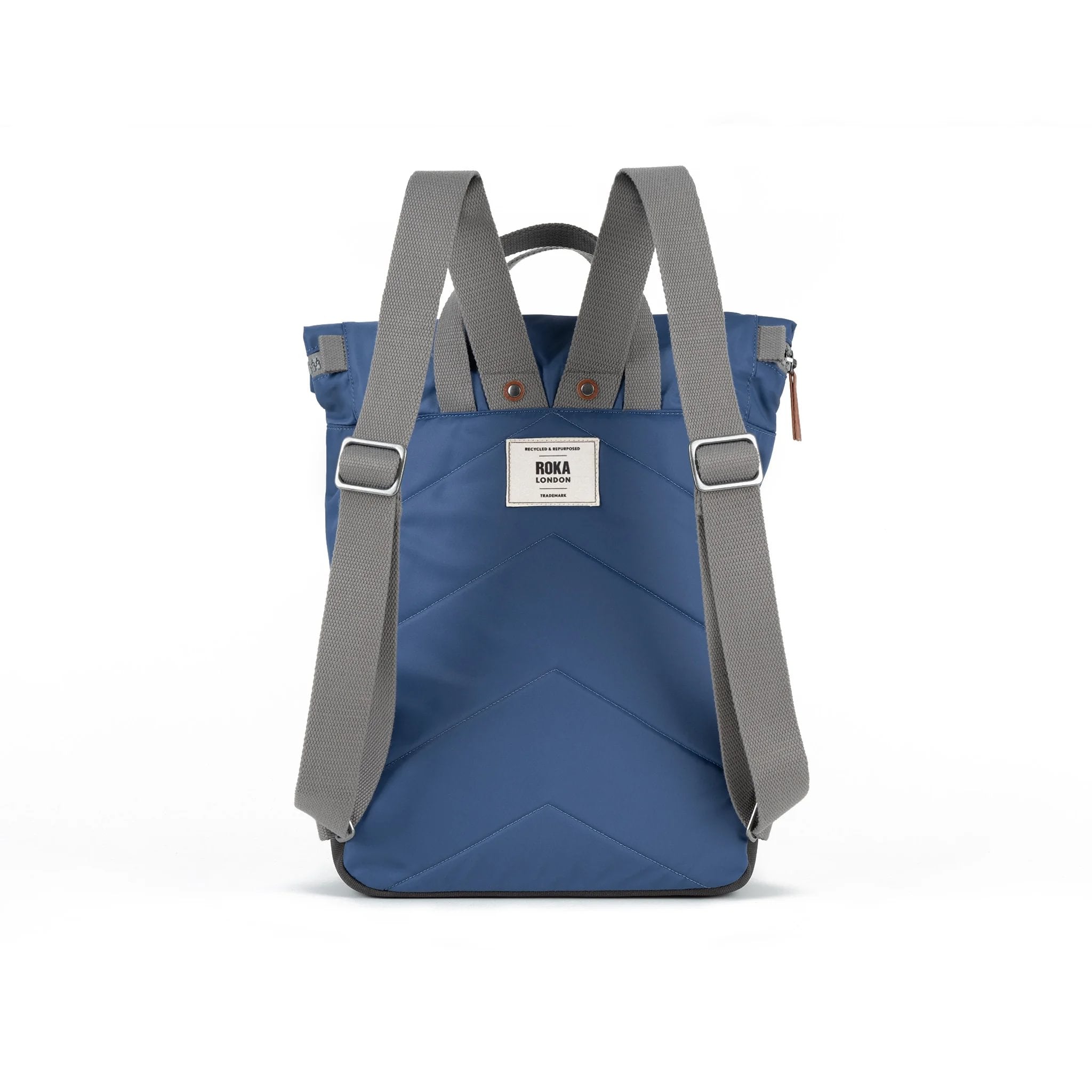 Roka Canfield B Recycled Nylon Burnt Blue, back view.