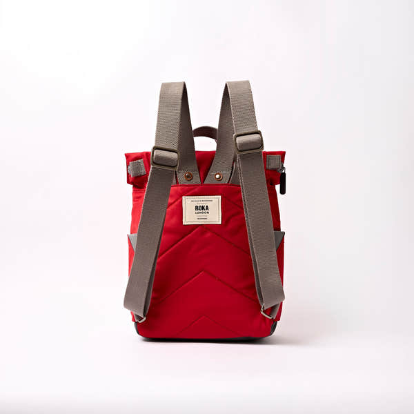Roka Canfield B Sustainable Nylon Cranberry, back view.