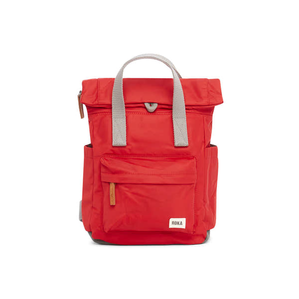 Roka Canfield B Sustainable Nylon Cranberry, front view.
