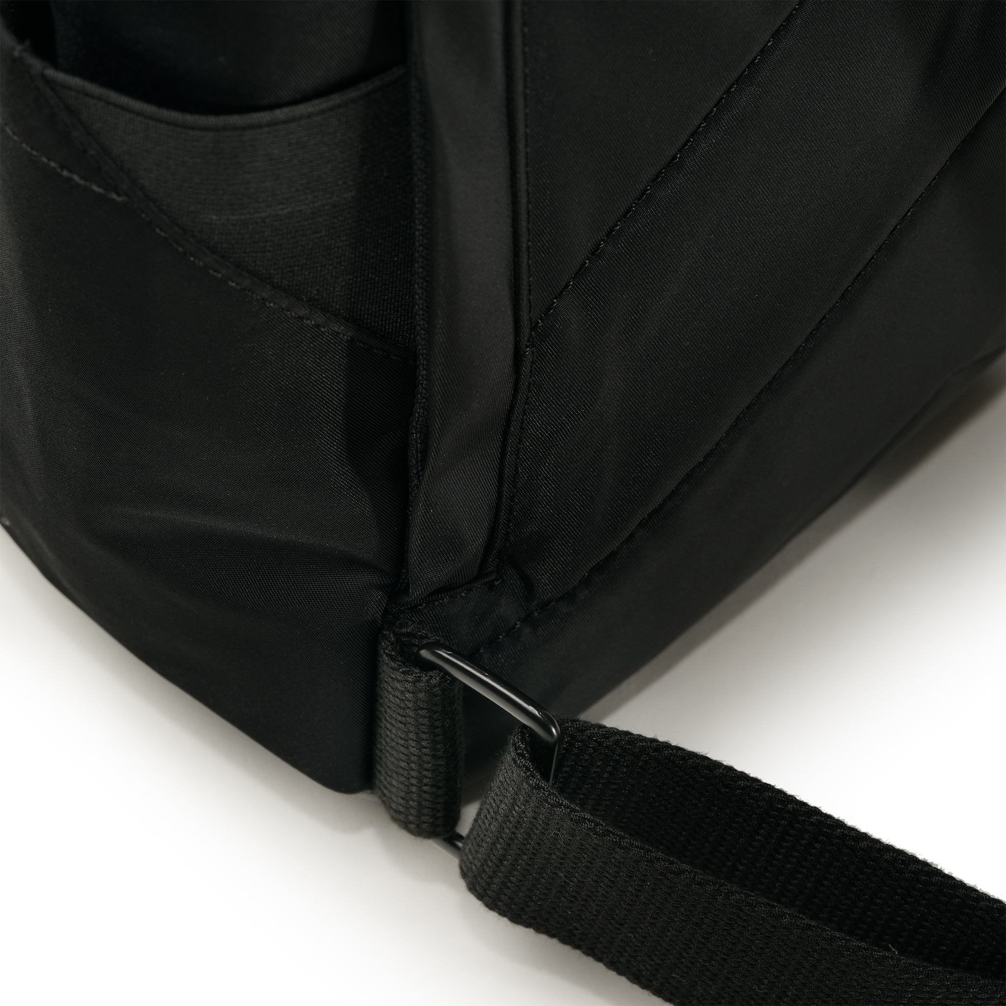Roka Canfield Medium Avocado Recycled Nylon Backpack, strap detail.