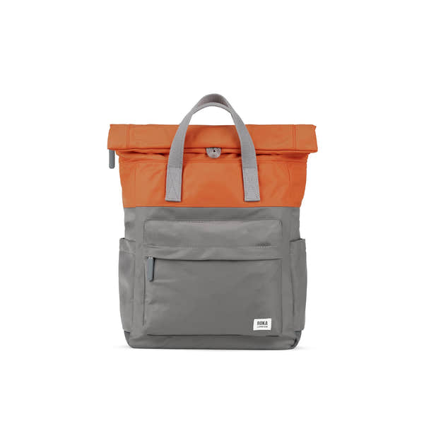 Roka Canfield Medium Burnt Orange Recycled Nylon Backpack, front view.