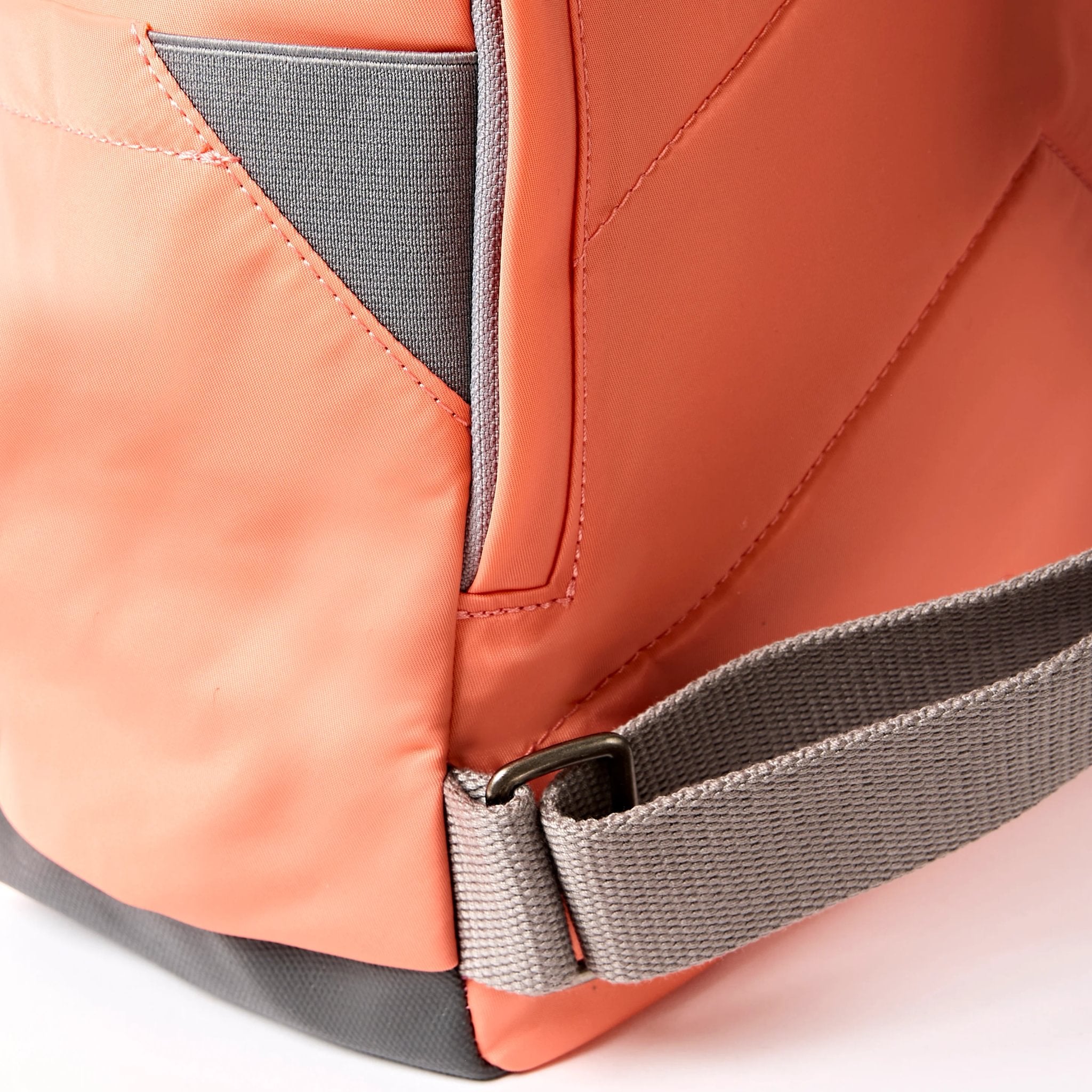 Roka Canfield Medium Sugar Coral Recycled Nylon Backpack, hardware detail.