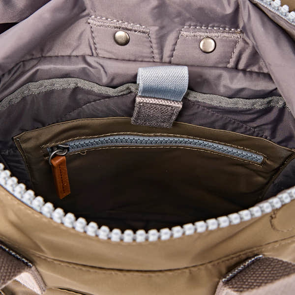 Roka Canfield Small Army Recycled Nylon Backpack, first interior view.