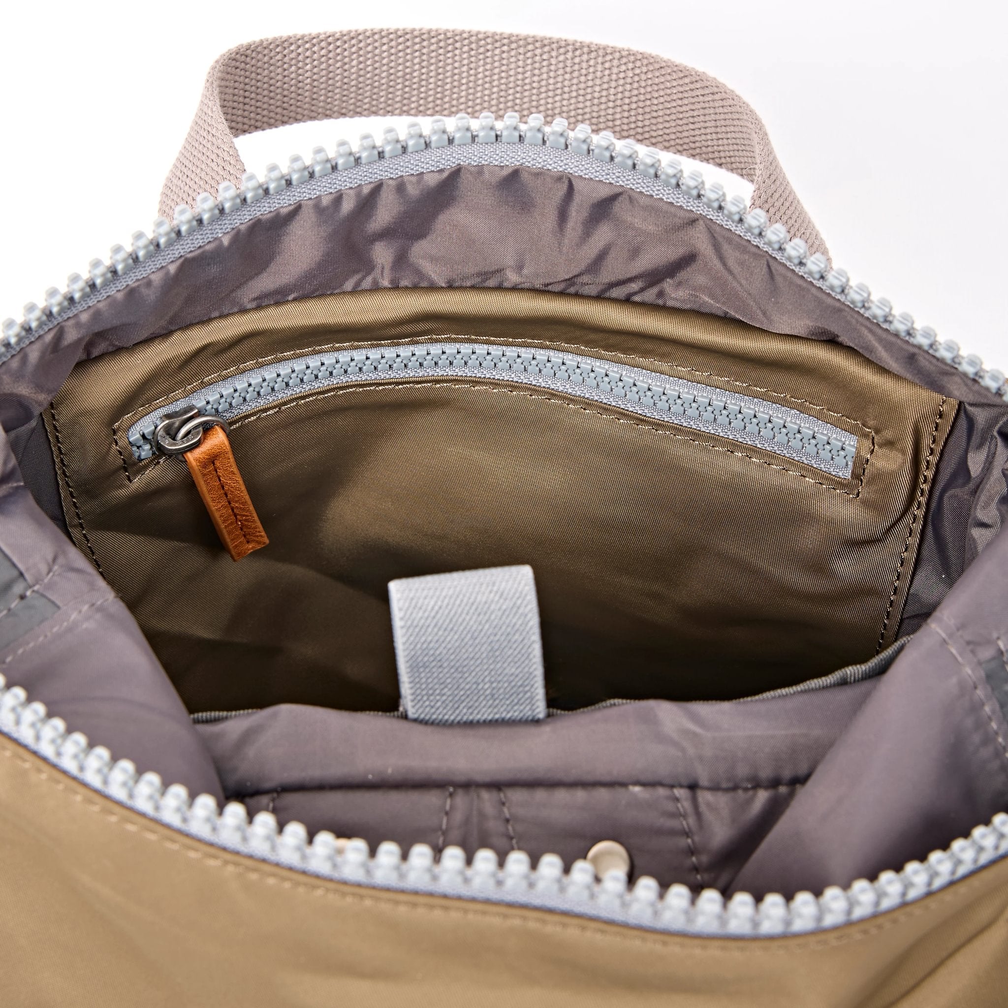 Roka Canfield Small Army Recycled Nylon Backpack, second interior view.