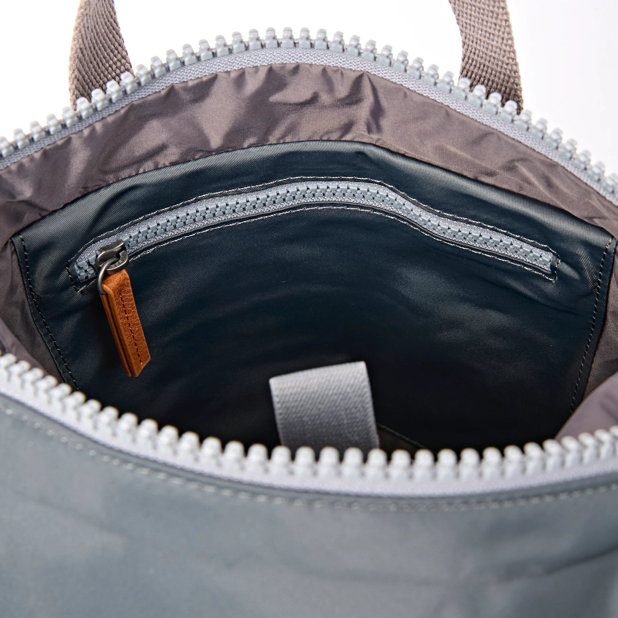 Roka Canfield Small Beluga Recycled Nylon Backpack, second interior view.
