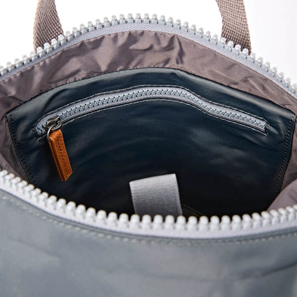 Roka Canfield Small Beluga Recycled Nylon Backpack, second interior view.