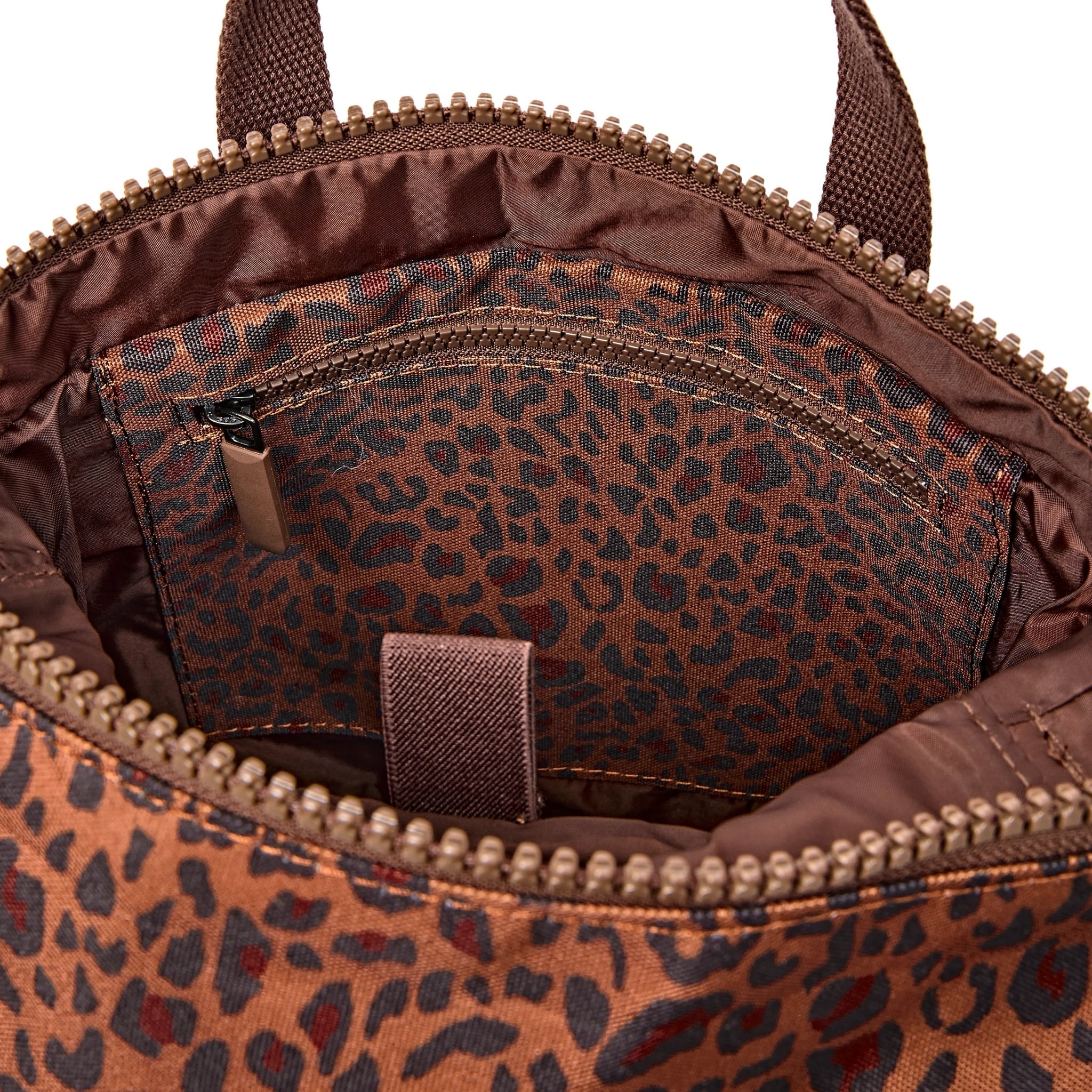 Roka Canfield Small Mini Leopard Recycled Canvas Backpack, second interior view.