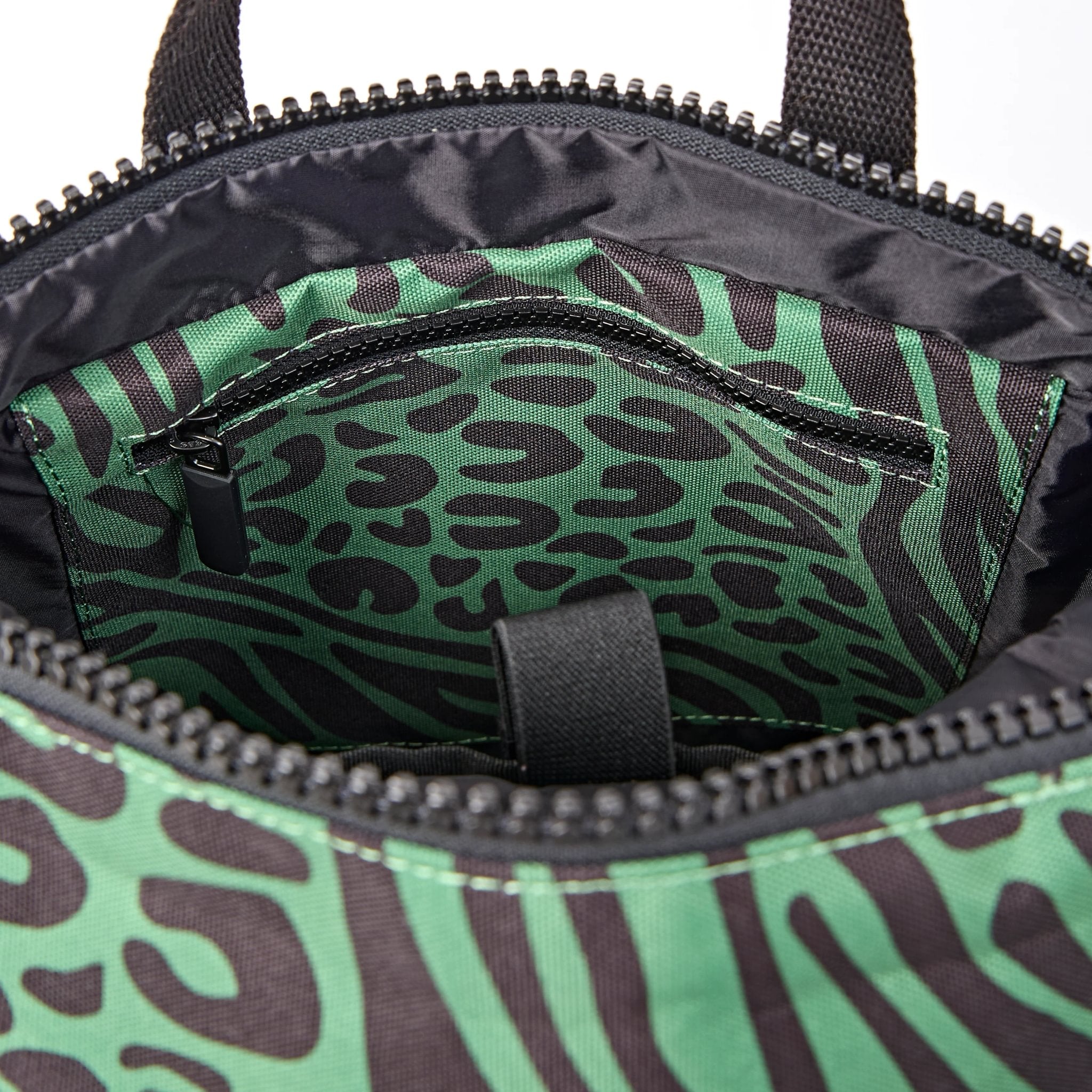 Roka Canfield Small Mixed Animal Artichoke Recycled Canvas Backpack, second interior view.