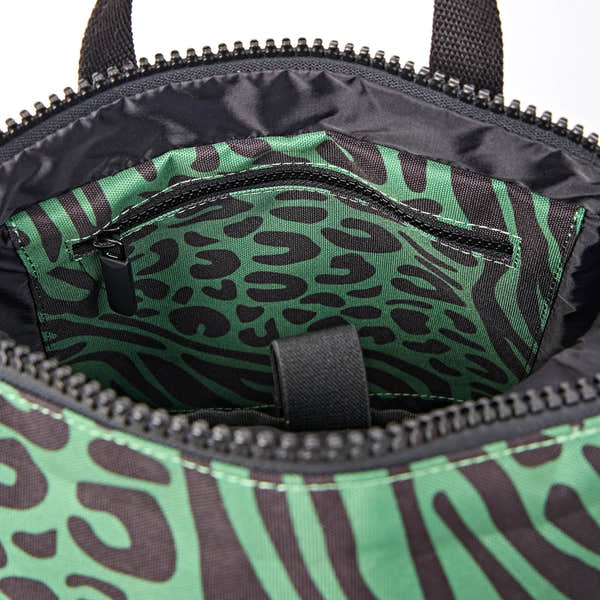 Roka Canfield Small Mixed Animal Artichoke Recycled Canvas Backpack, second interior view.