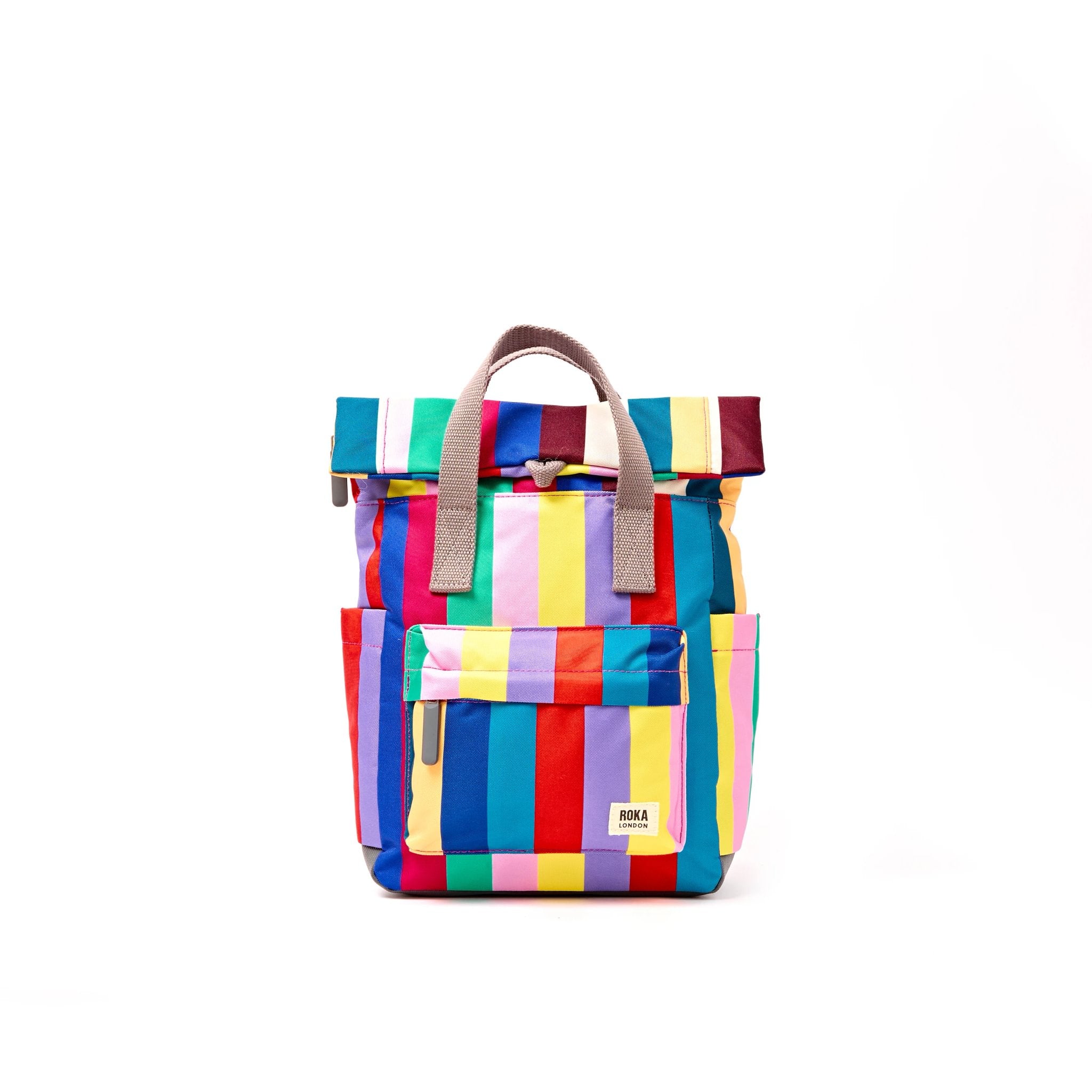 Roka Canfield Small Wide Multi Stripe Recycled Canvas Backpack