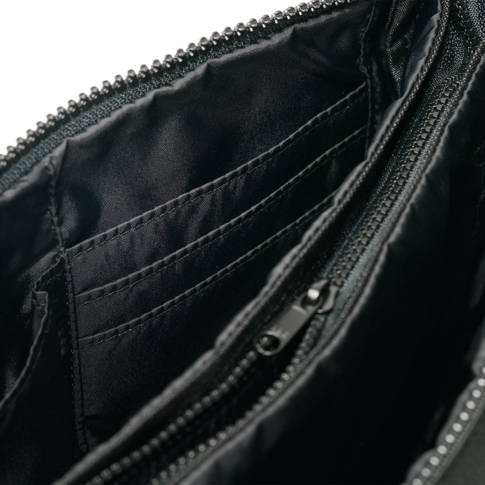 Roka Carnaby Crossbody XL All Black Recycled Canvas, side view.