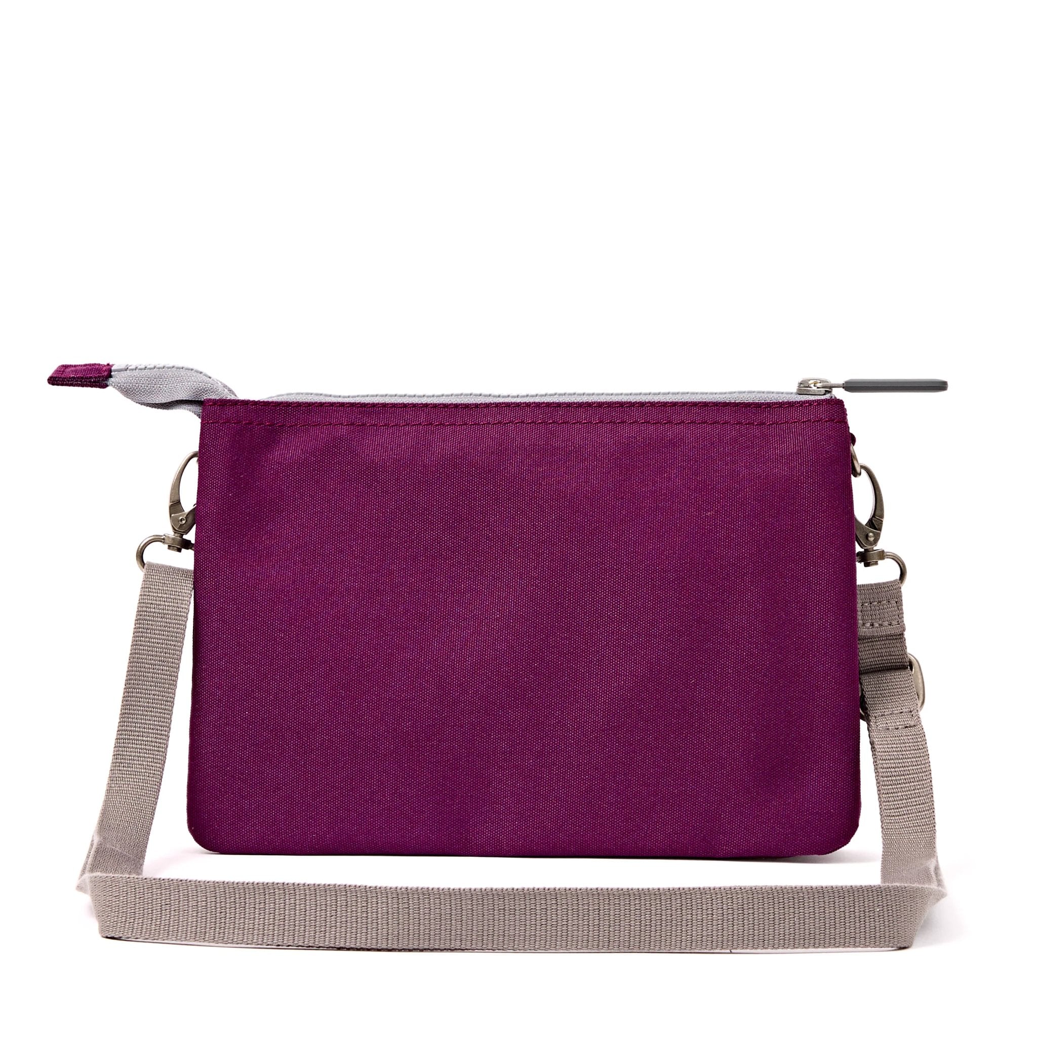 Roka Carnaby Crossbody XL Cherry Lacquer Recycled Canvas Extra Large, back view.