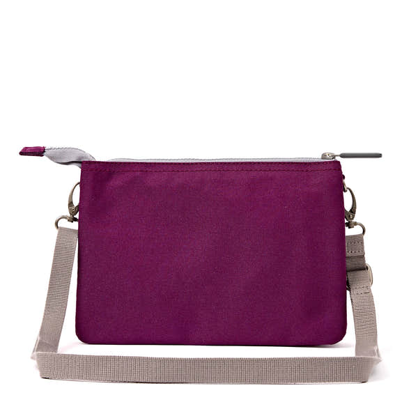 Roka Carnaby Crossbody XL Cherry Lacquer Recycled Canvas Extra Large, back view.