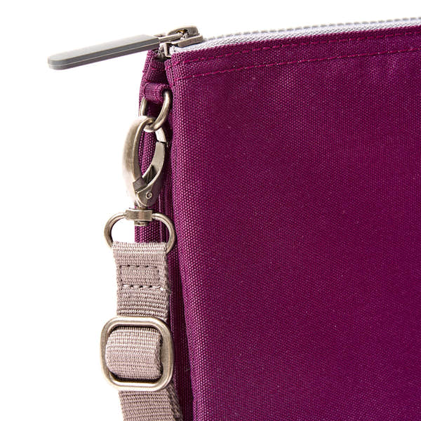 Roka Carnaby Crossbody XL Cherry Lacquer Recycled Canvas Extra Large, hardware detail.