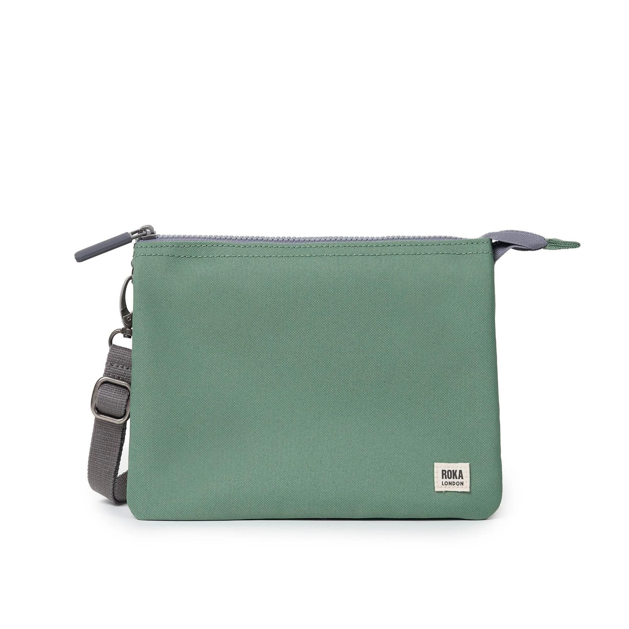 Roka Carnaby Crossbody XL Frost Recycled Canvas Extra Large, front view.
