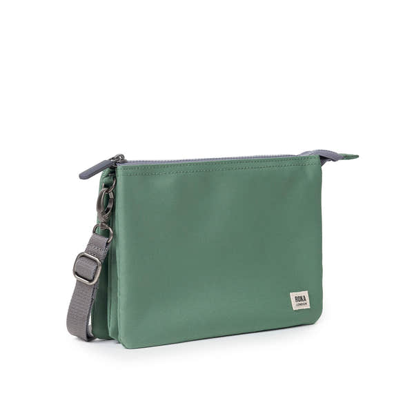 Roka Carnaby Crossbody XL Frost Recycled Canvas Extra Large, side view.