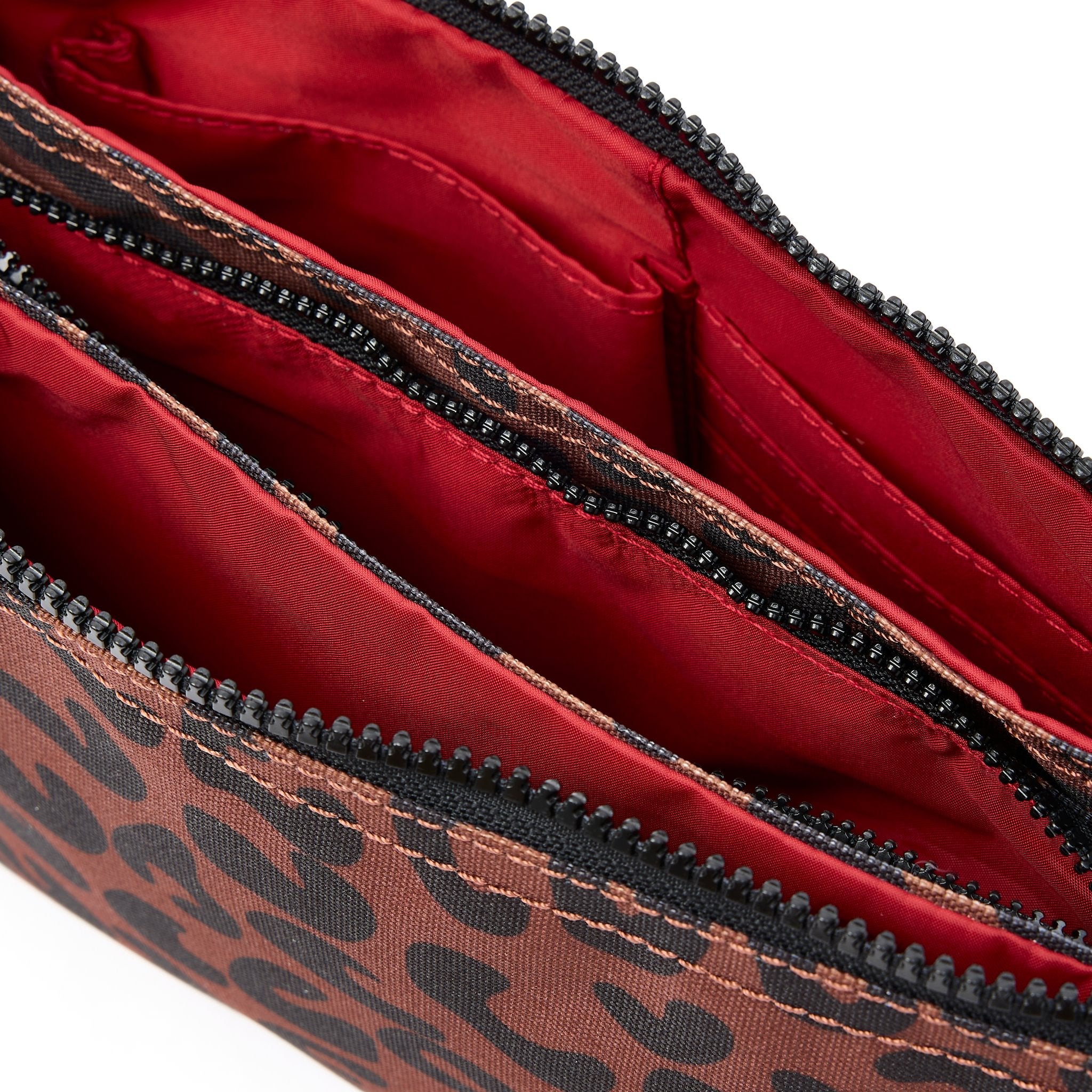 Roka Carnaby Crossbody XL Leopard Print Recycled Canvas Extra Large, side view.
