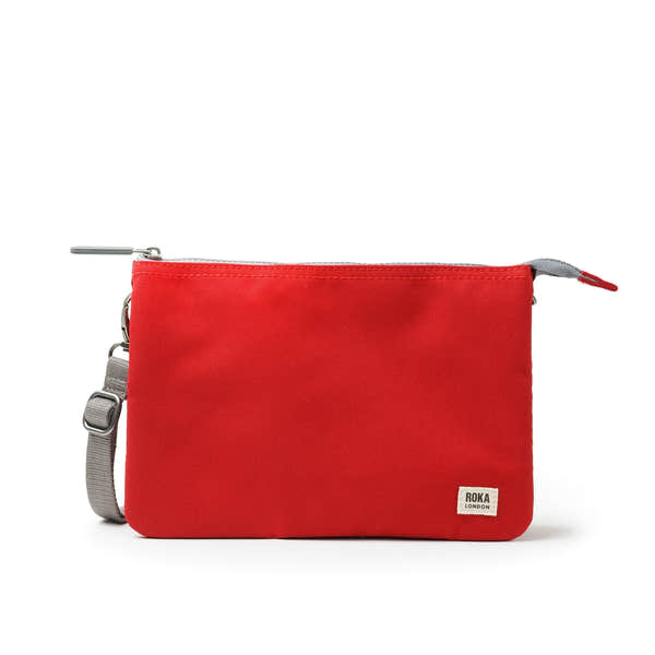 Roka Carnaby Crossbody XL Mars Red Recycled Canvas, front view.