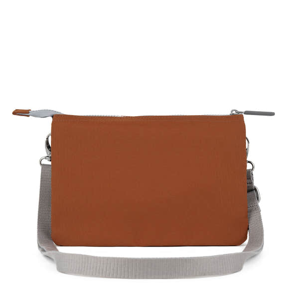 Roka Carnaby XL Bran Recycled Canvas Crossbody Bag, back view.