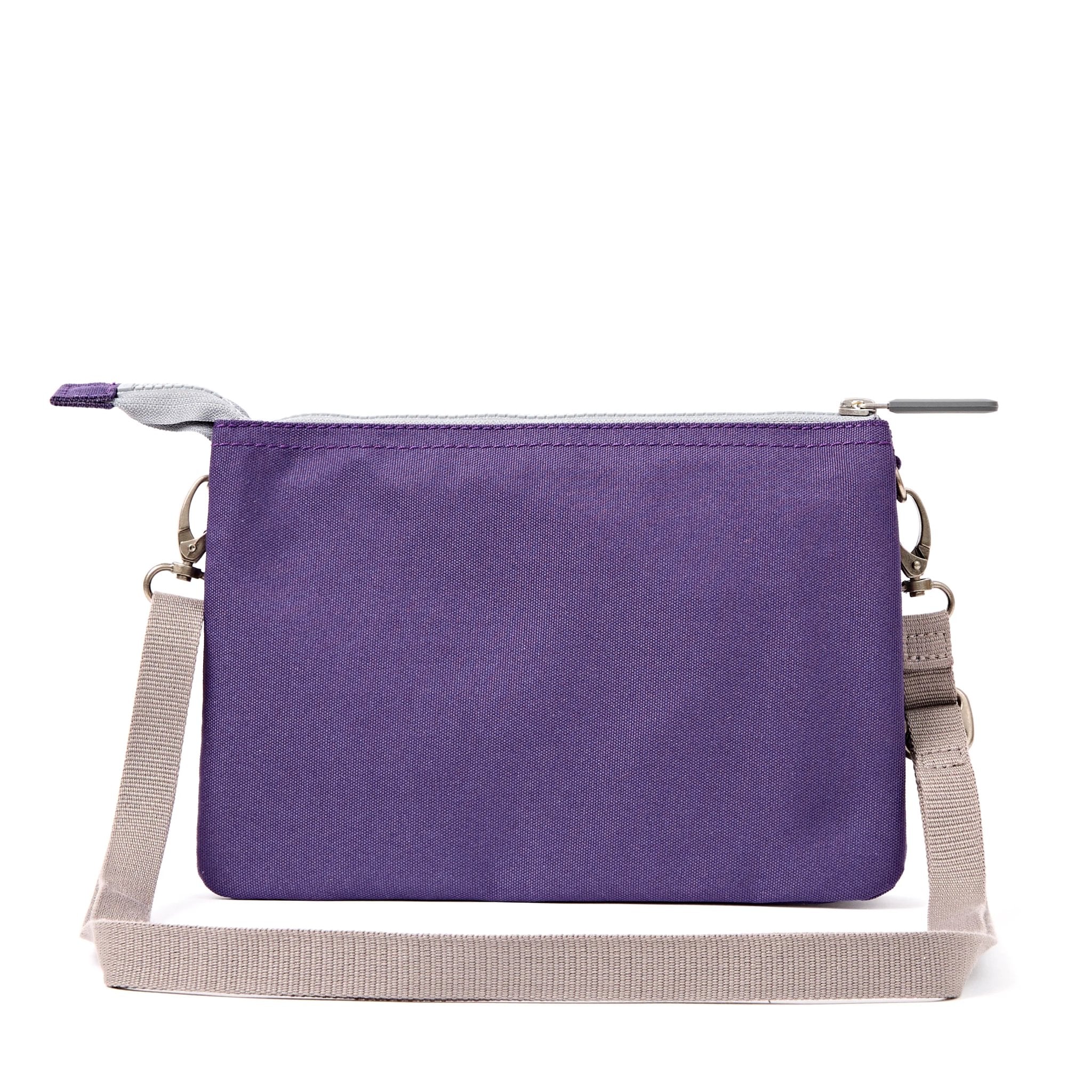 Roka Carnaby XL Deep Grape Recycled Canvas Crossbody Bag, back view.
