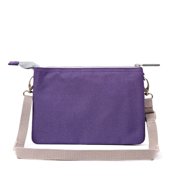 Roka Carnaby XL Deep Grape Recycled Canvas Crossbody Bag, back view.