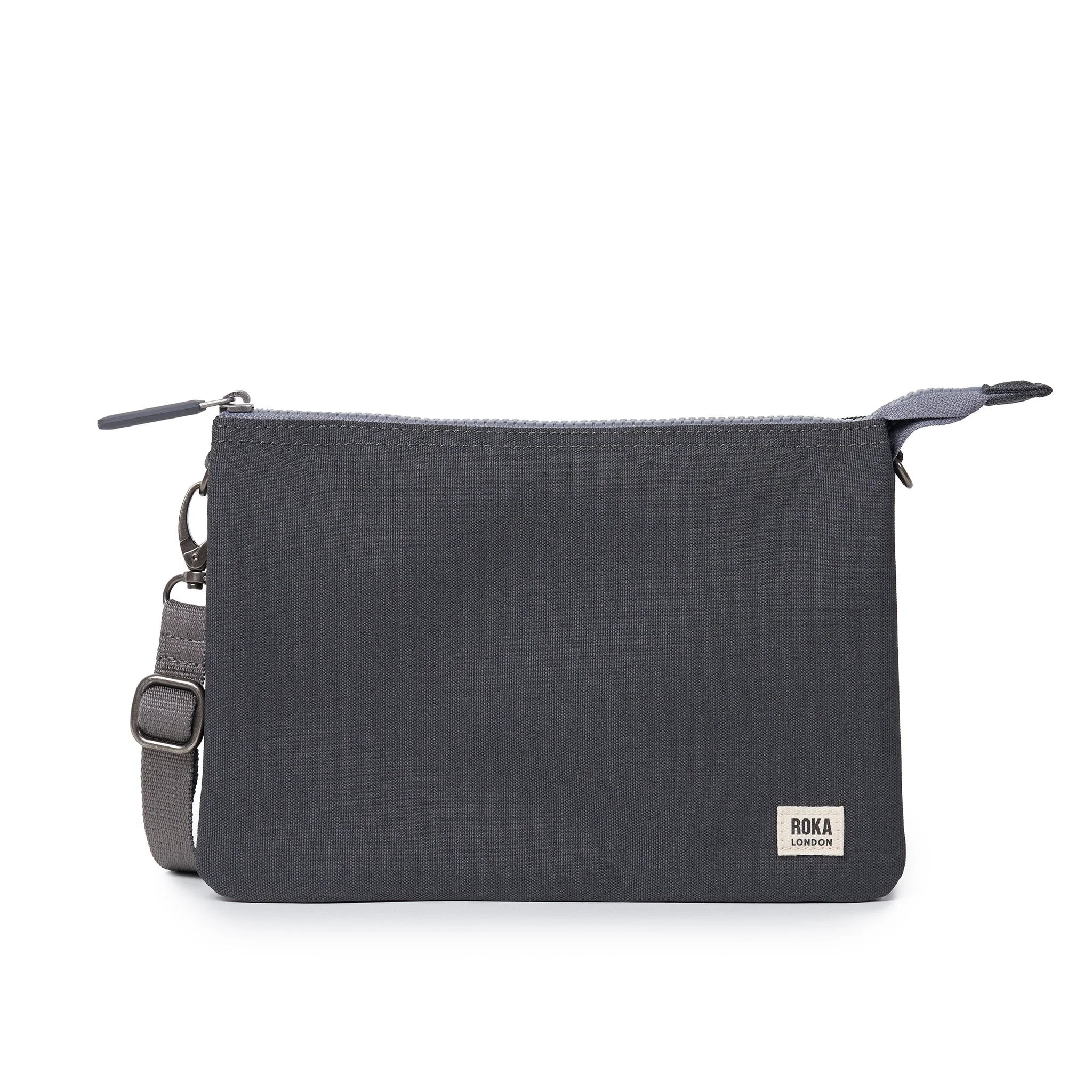 Roka Carnaby XL Faded Black Recycled Canvas Crossbody Bag