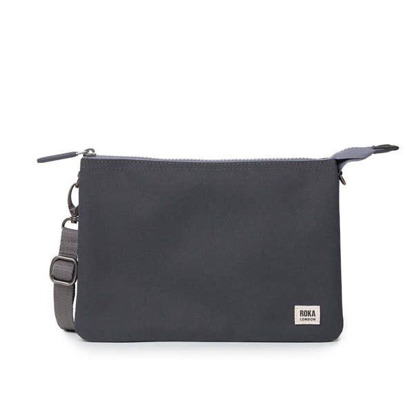 Roka Carnaby XL Faded Black Recycled Canvas Crossbody Bag