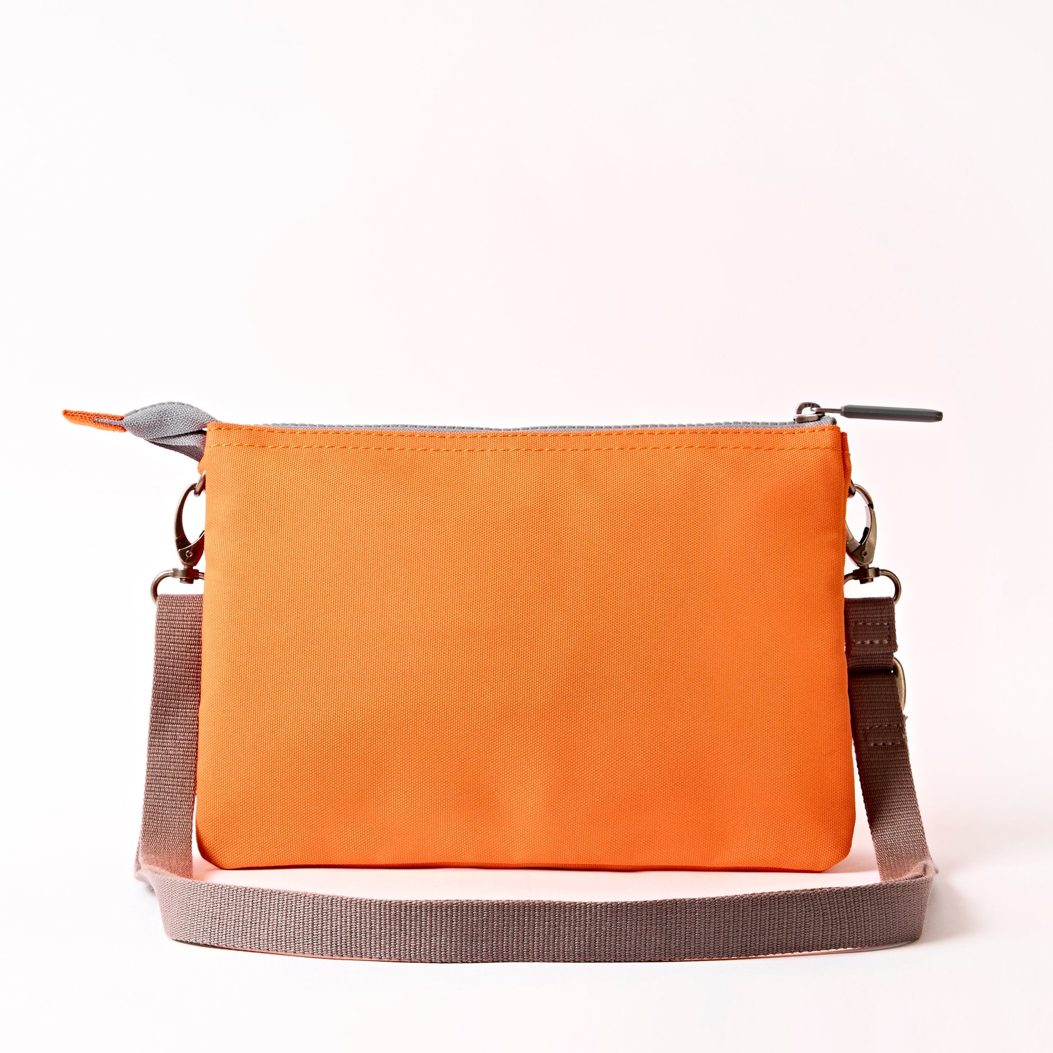 Roka Carnaby XL Jaffa Orange Recycled Canvas Crossbody Bag, back view.