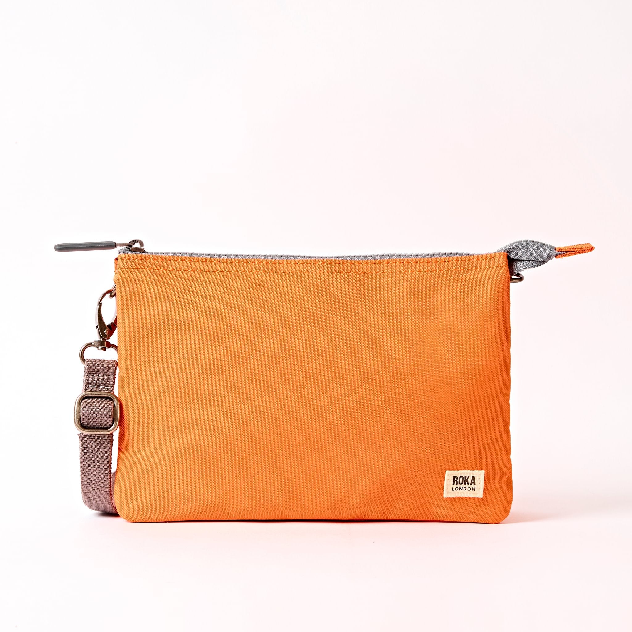 Roka Carnaby XL Jaffa Orange Recycled Canvas Crossbody Bag