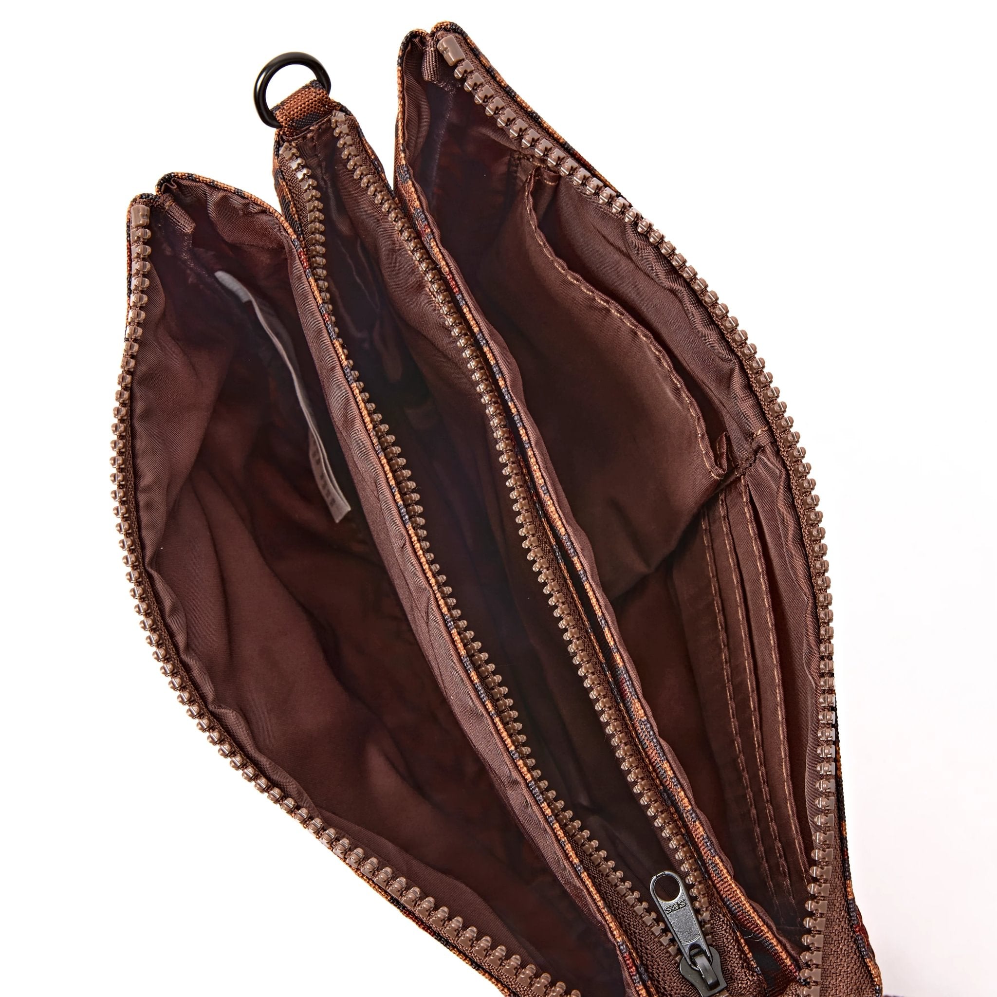 Roka Carnaby XL Mini Leopard Recycled Canvas Crossbody Bag, side view.